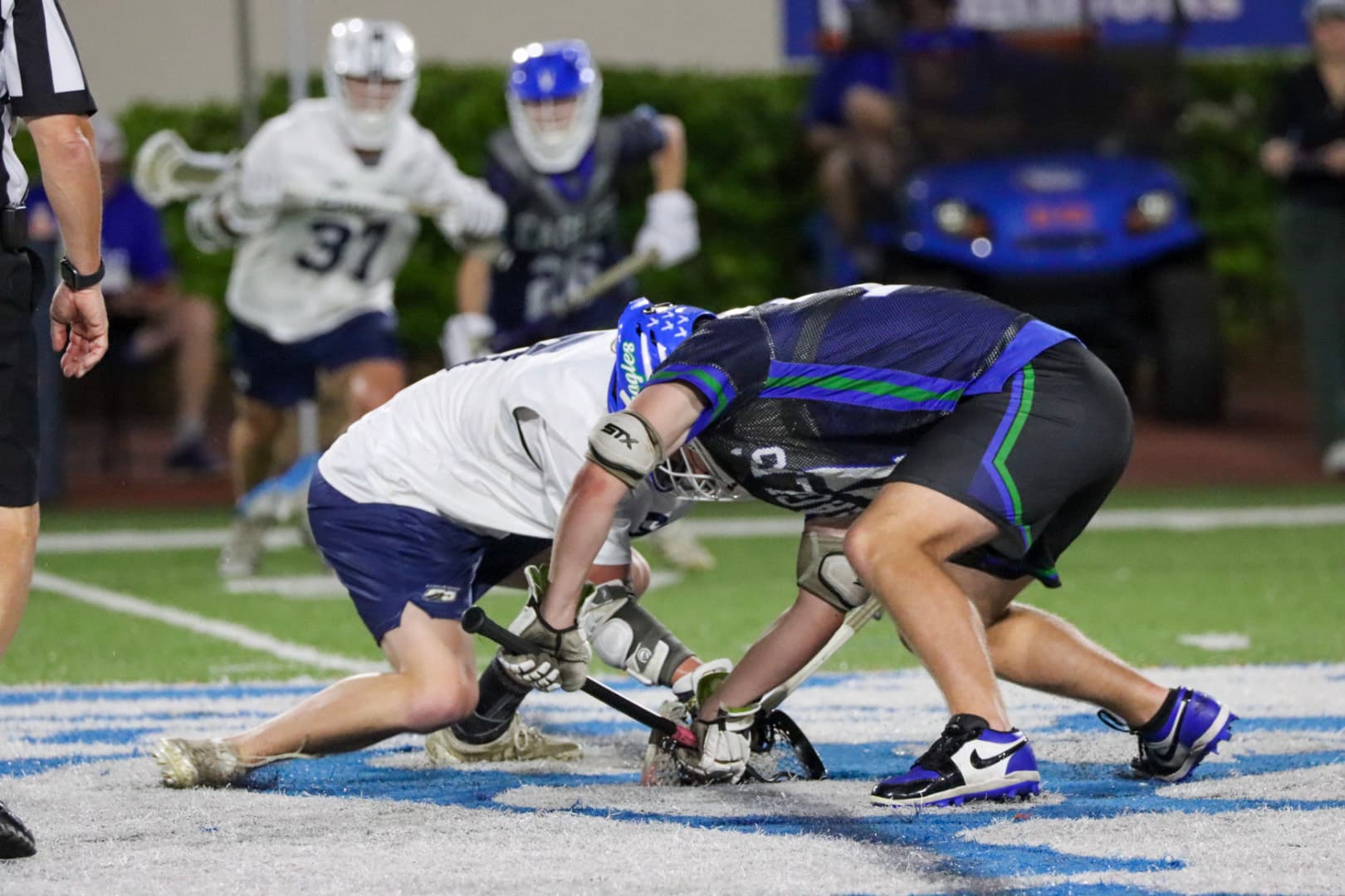 A faceoff under the lights