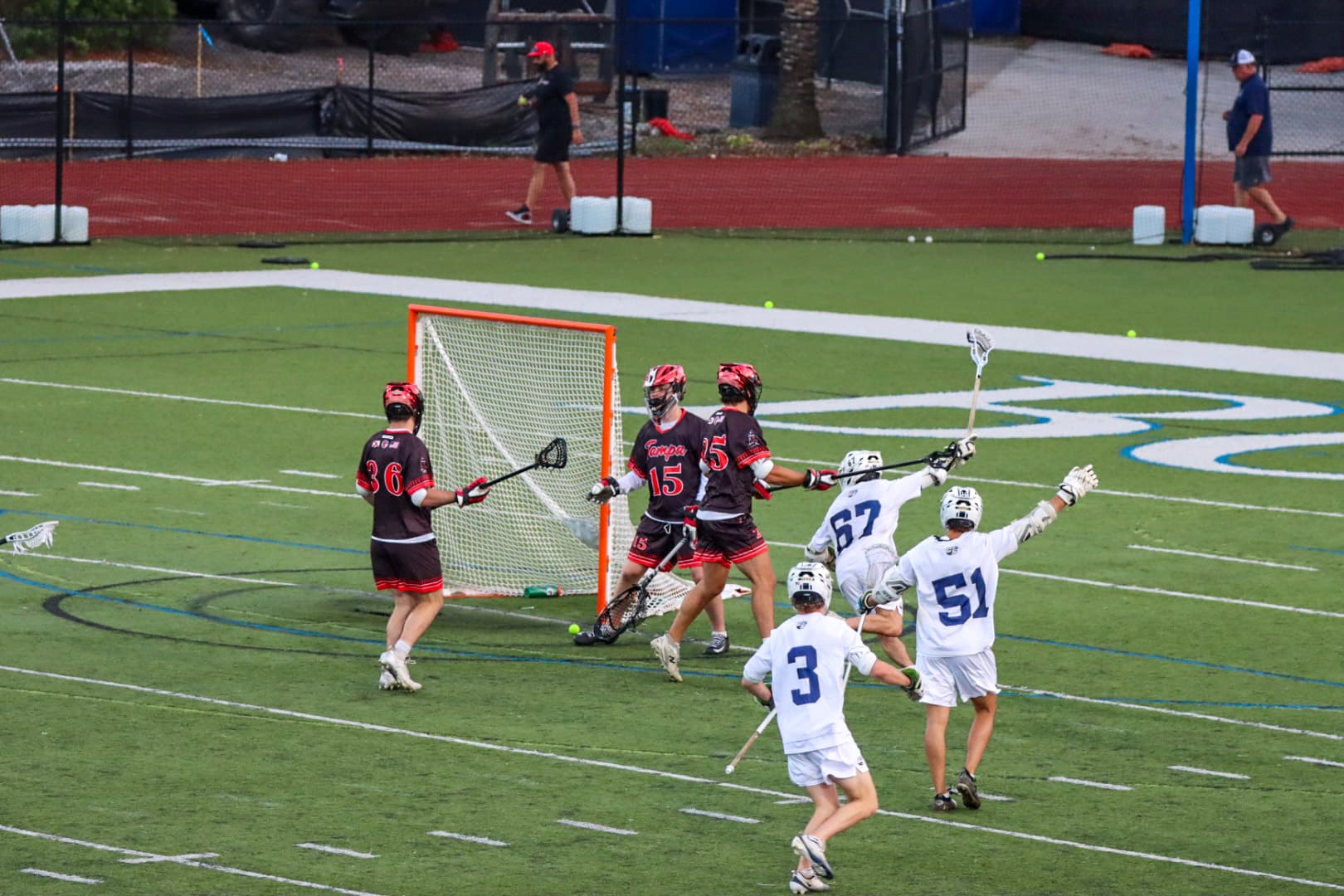 GS players celebrating a goal against Tampa