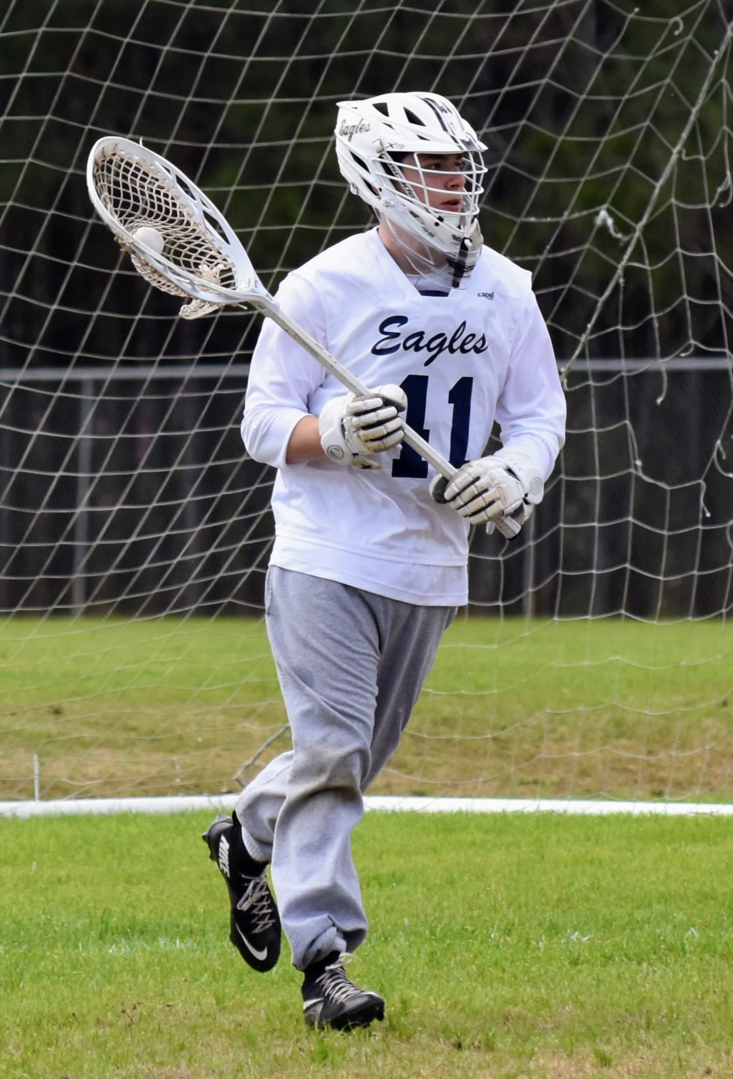 GS goalie #41 carrying the ball out of the net