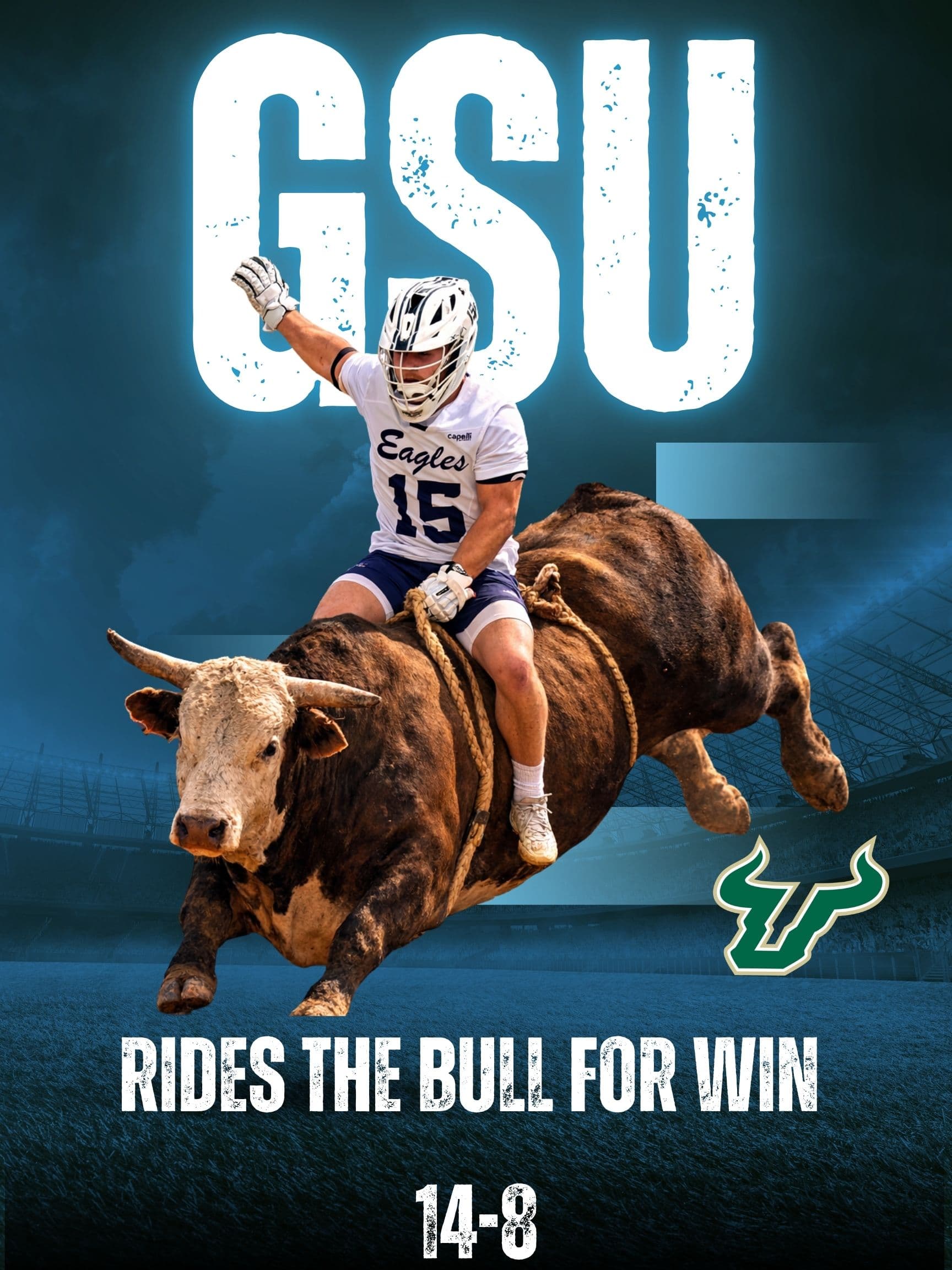 Team graphic: GSU rides the bull for the win, 14-8 over South Florida