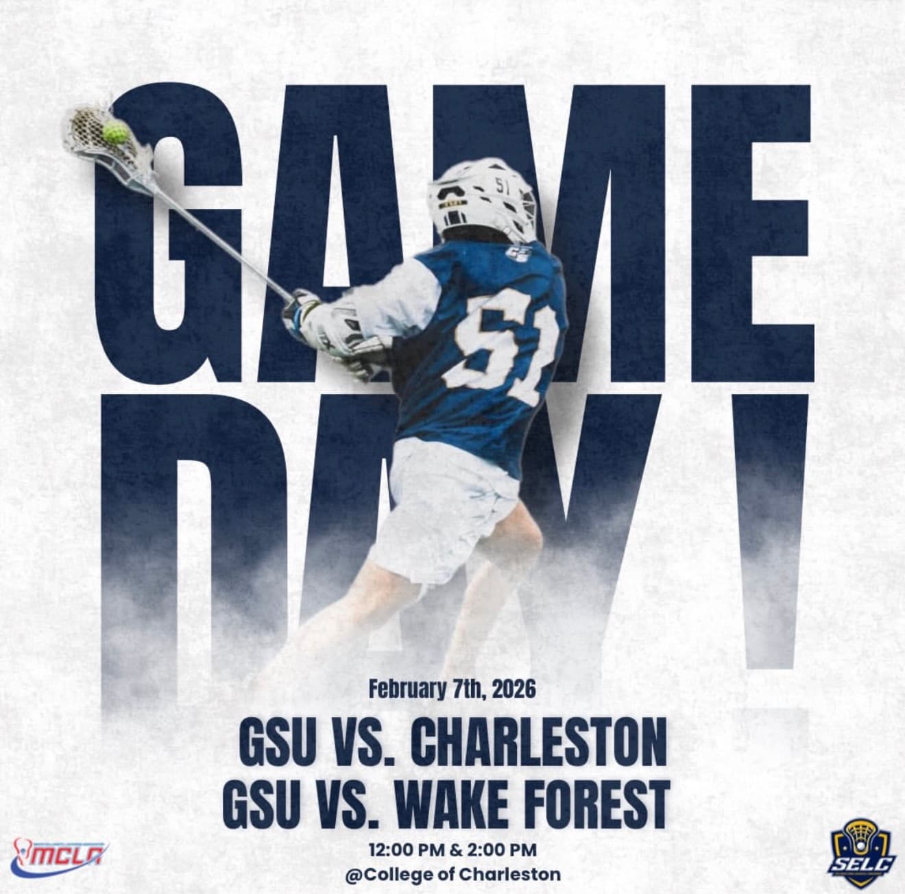 Team game day graphic: GSU vs Charleston and Wake Forest, February 7 2026
